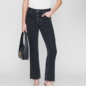 ANINE BING high rise straight leg black denim